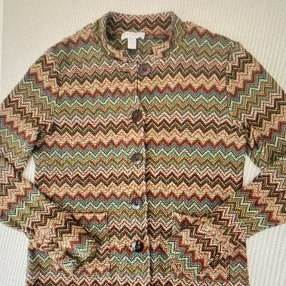 Charter Club Chevron Knit Cardigan in Brown, Green, Blue